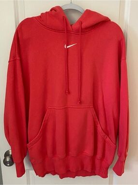 Nike Bright Coral Hoodie with Small White Swoosh